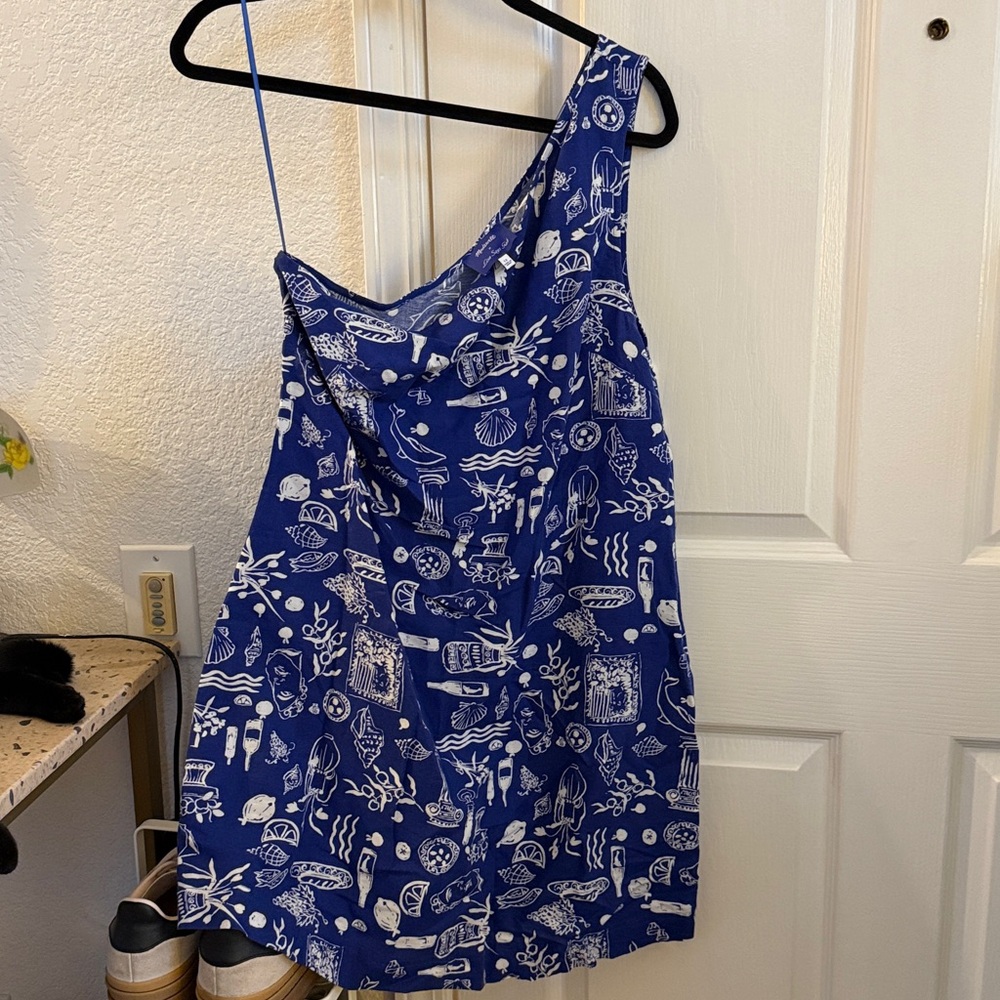 Madewell x Lisa Says Gah Mediterranean One Shoulder Dress